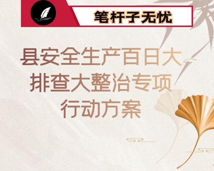 县安全生产百日大排查大整治专项行动方案