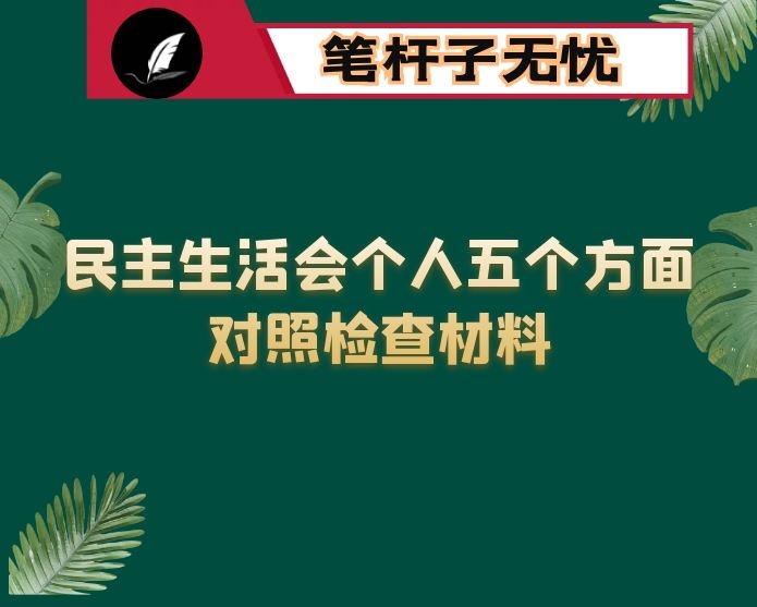 乡镇副职2020年民主生活会个人五个方面对照检查材料