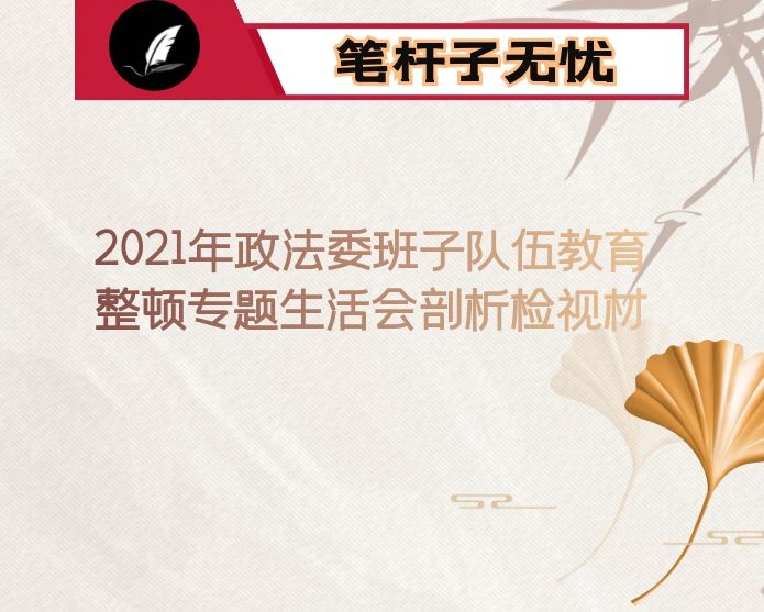 2021年政法委班子队伍教育整顿专题生活会剖析检视材料