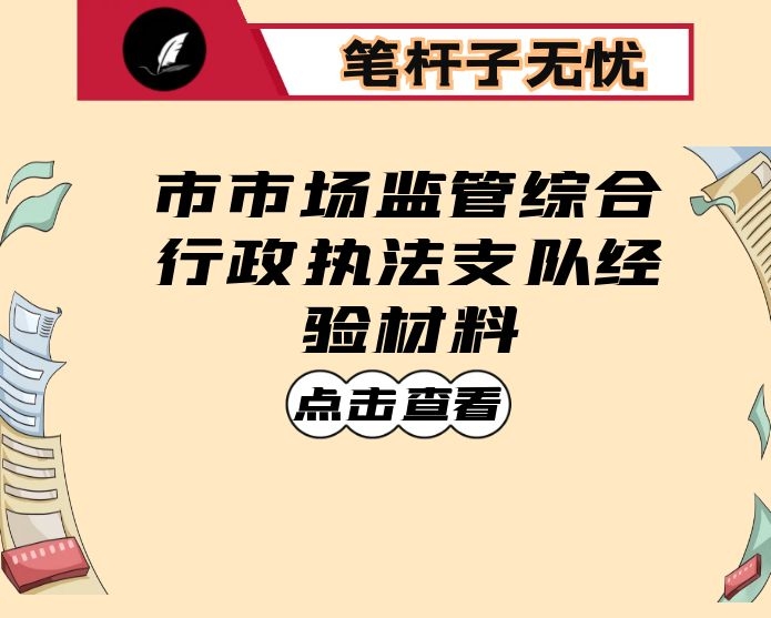 市市场监管综合行政执法支队经验材料