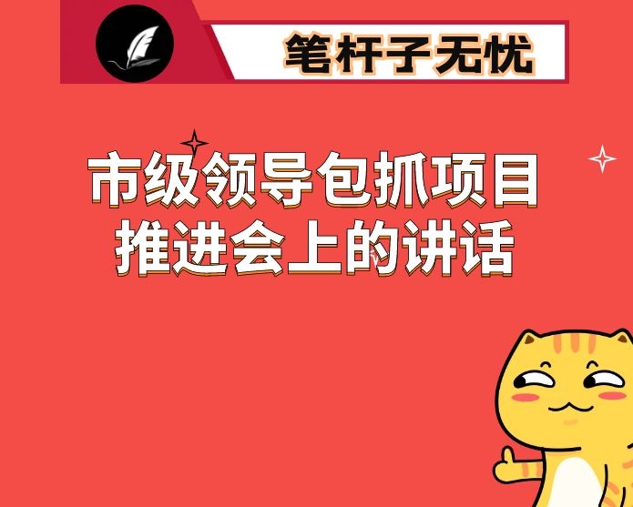 在市级领导包抓项目推进会上的讲话