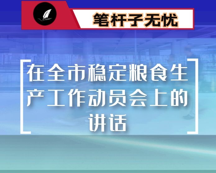 在全市稳定粮食生产工作动员会上的讲话