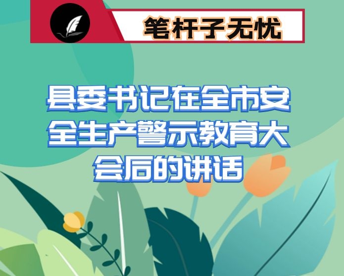 县委书记在全市安全生产警示教育大会后的讲话