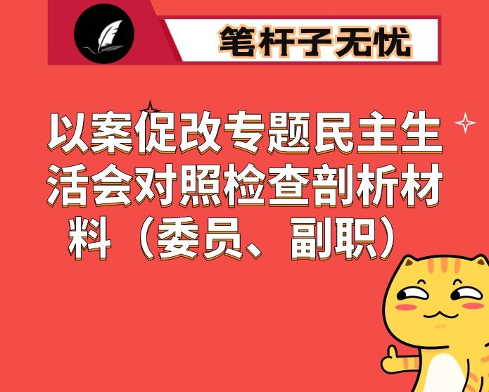 以案促改专题民主生活会对照检查剖析材料（委员、副职）