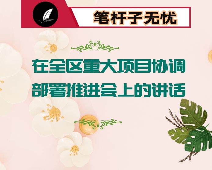 在全区重大项目协调部署推进会上的讲话