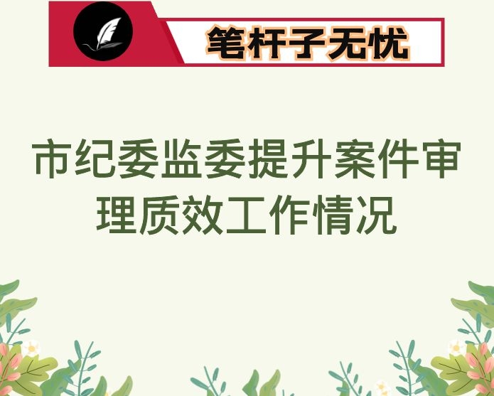 市纪委监委提升案件审理质效工作情况