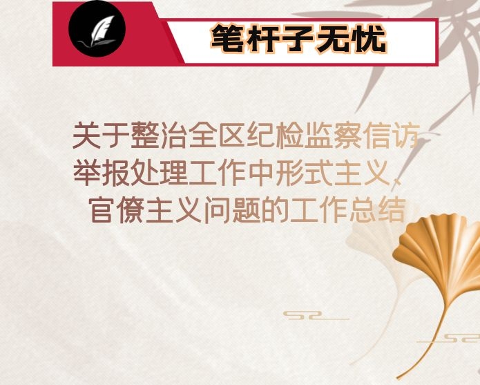 关于整治全区纪检监察信访举报处理工作中形式主义、官僚主义问题的工作总结