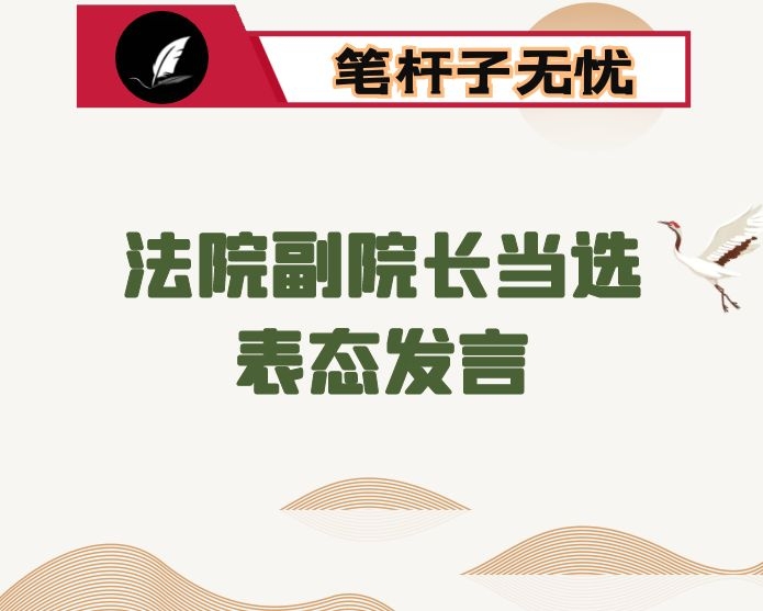 法院副院长当选表态发言
