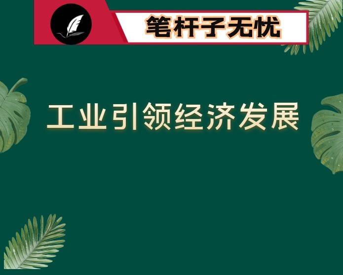 某市发挥工业聚集区作用引领经济快速发展工作情况汇报