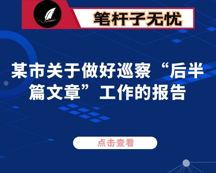 某市关于做好巡察“后半篇文章”工作的报告